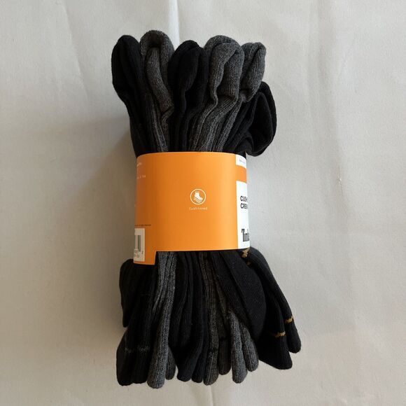 Timberland Mens Crew Sock Cushioned 6 Pair Shoe‎ Size 6-12 Black & Gray - Picture 3 of 3